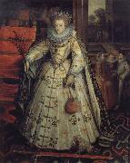 Marcus Gheeraerts Queen Elizabeth with a view to a walled garden oil on canvas